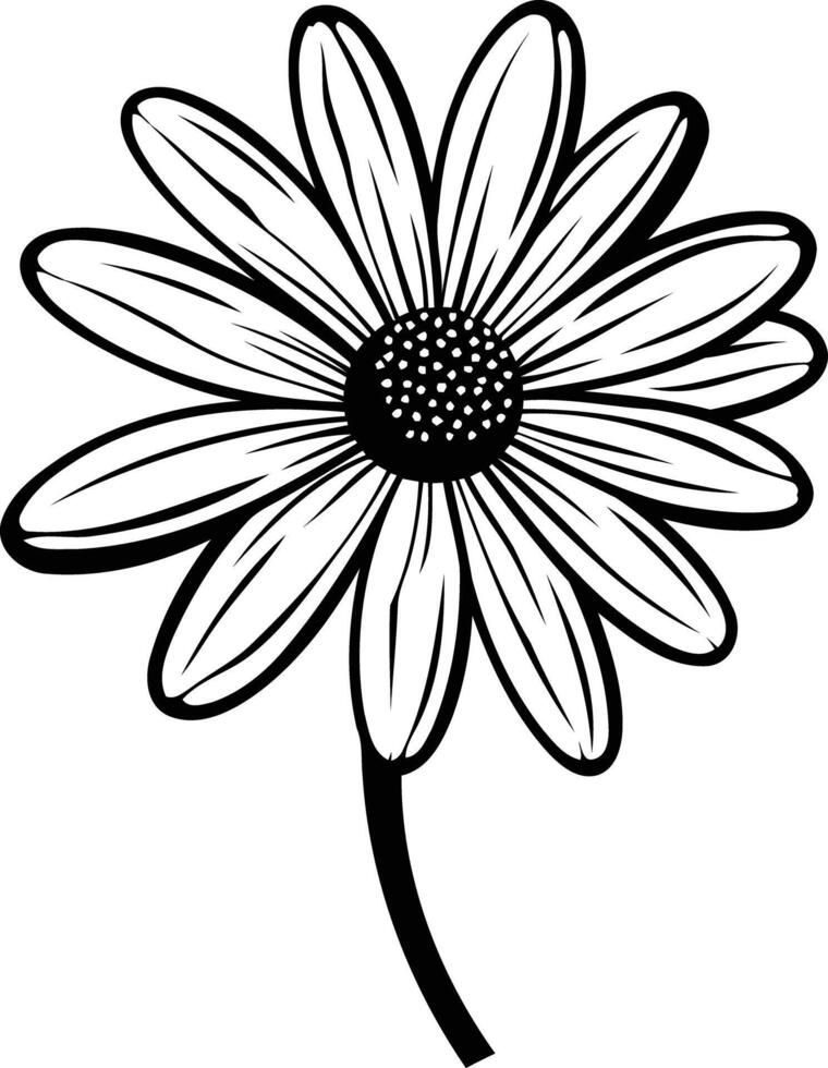 Simple, elegant line art illustration of a daisy, perfect for floral designs, greeting cards, and branding vector