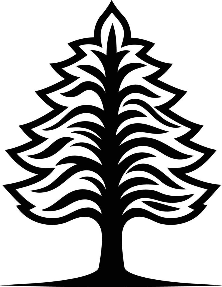 Simple black and white illustration of a stylized tree, perfect for logo design, branding, or nature themed projects vector