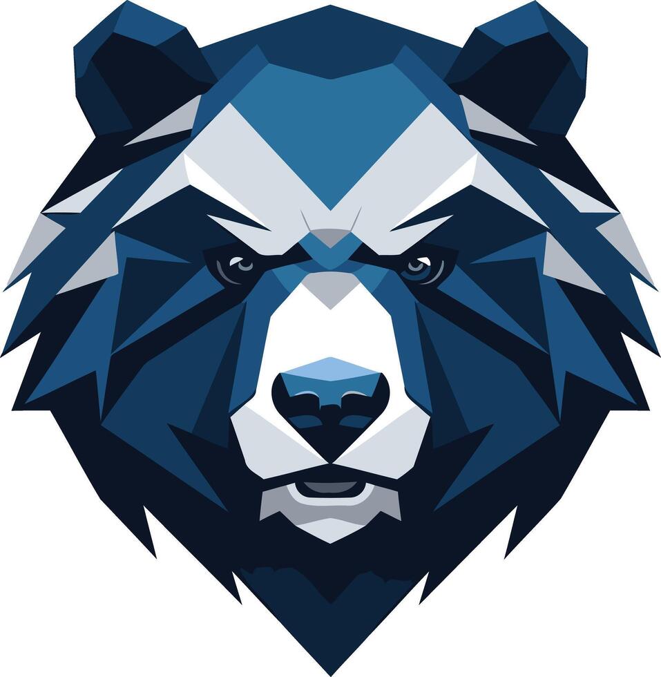 Geometric bear logo design in blue and white vector