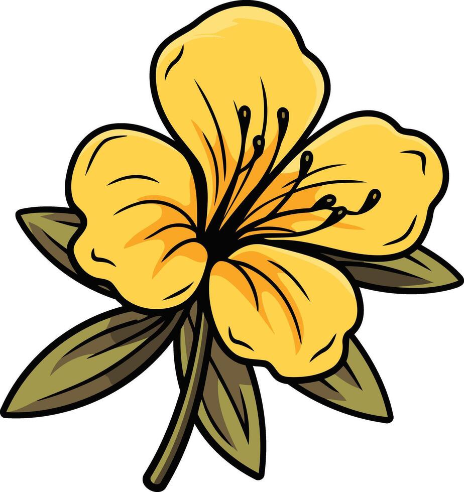 A cheerful, cartoon style yellow flower with green leaves, perfect for adding a touch of nature to your designs vector