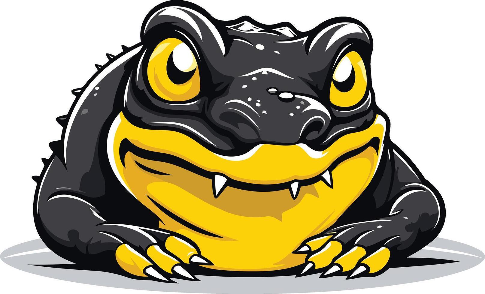 A cute and friendly cartoon alligator with big eyes, a toothy grin, and a yellow belly vector