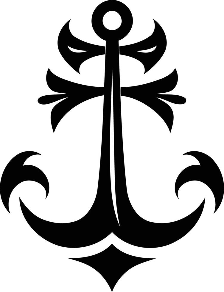 Stylish black and white anchor logo design vector