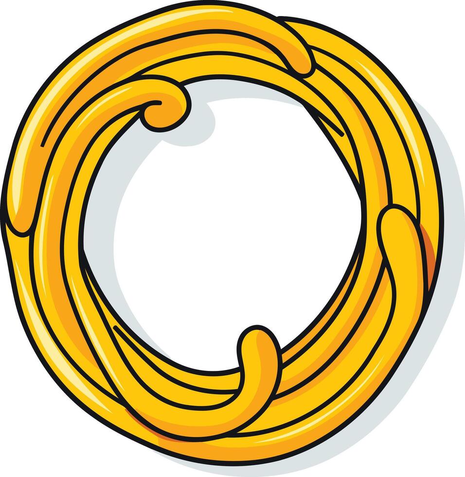 A bright yellow, cartoon style, twisted circle frame vector