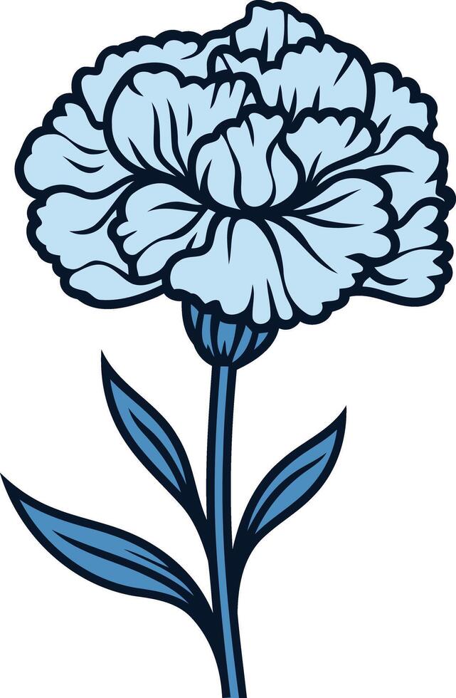 A simple, elegant blue carnation flower vector