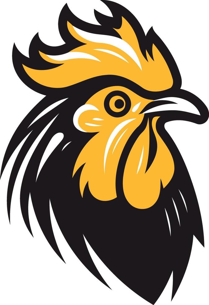 A bold and graphic illustration of a rooster's head, perfect for sports teams, branding, and farm related projects vector