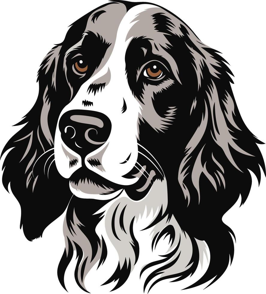 Black and white illustration of a dog's head, perfect for pet related designs, logos, and branding vector