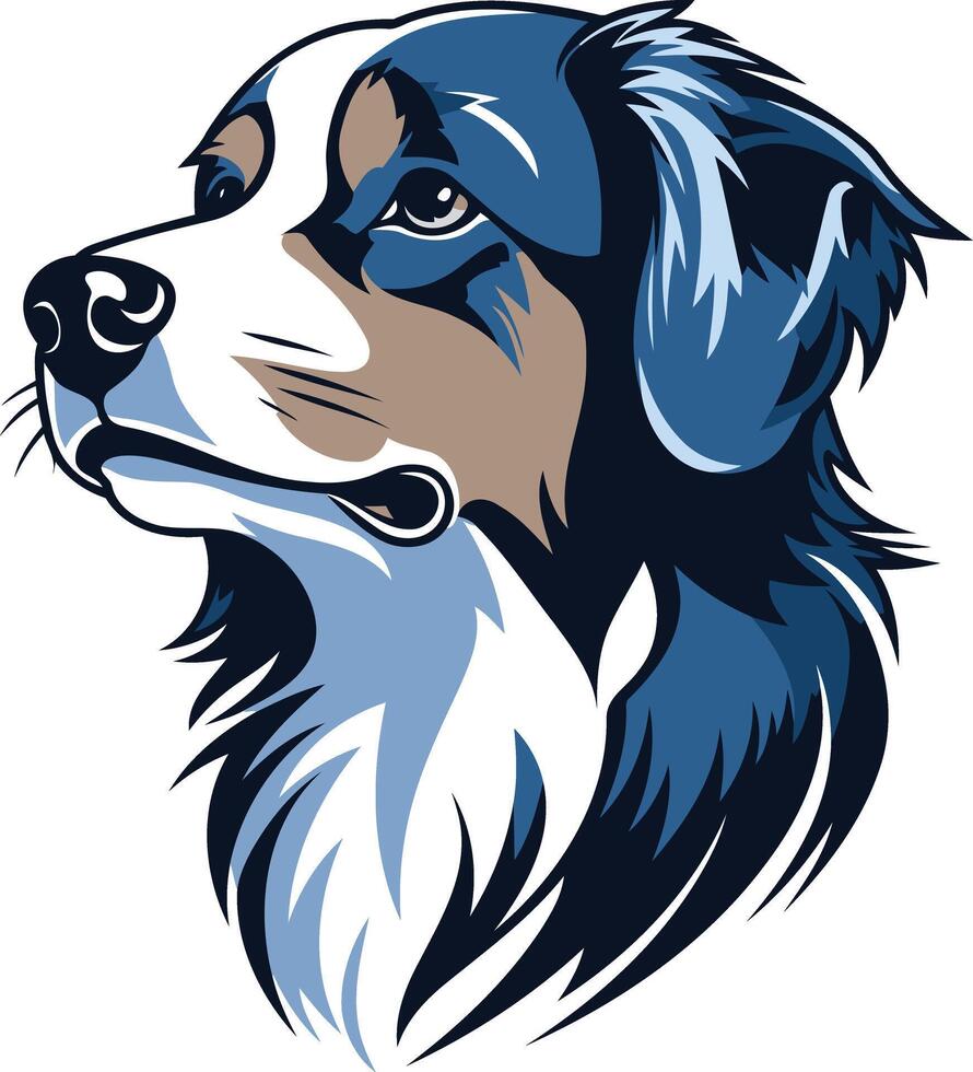 A handsome bernese mountain dog head portrait in a simple, clean style vector