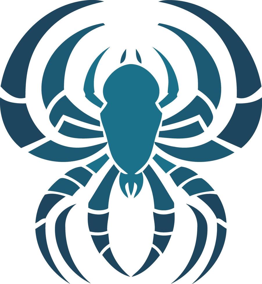 A bold and stylized spider design in blue, perfect for branding, tattoo designs, and any project requiring a fierce and powerful symbol vector