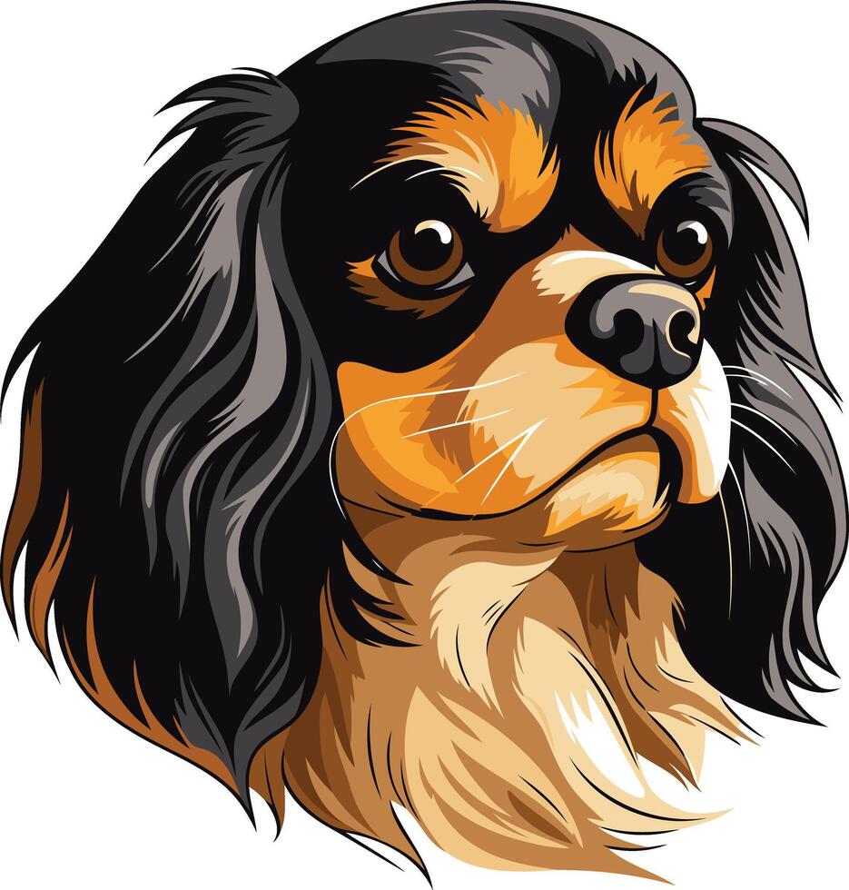 A charming illustration of a cavalier king charles spaniel, featuring its expressive eyes and endearing features vector