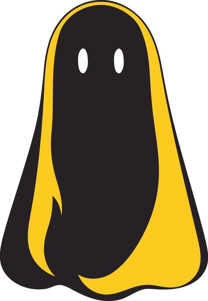 A friendly cartoon ghost with a yellow border, perfect for halloween decorations, kids' projects, or spooky themed designs vector