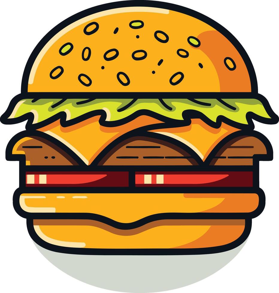A cartoon illustration of a juicy, delicious burger vector