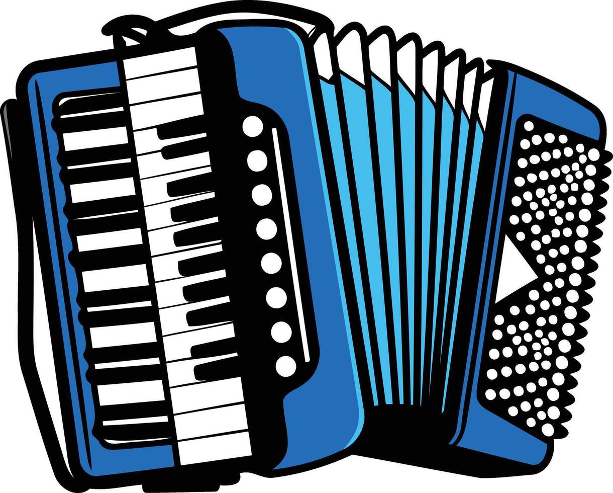 A cartoon illustration of a blue accordion vector