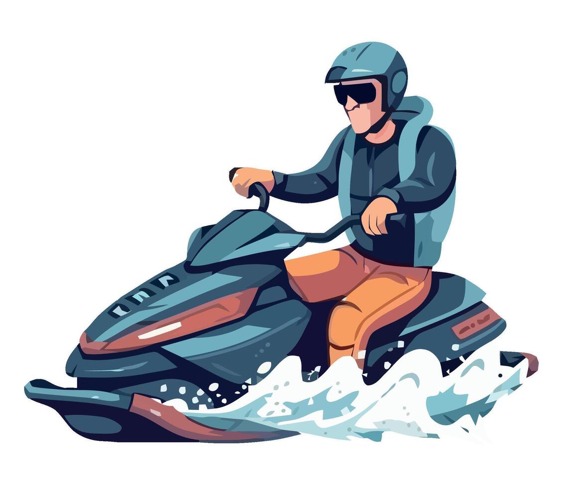 A man riding a snowmobile in the ocean vector