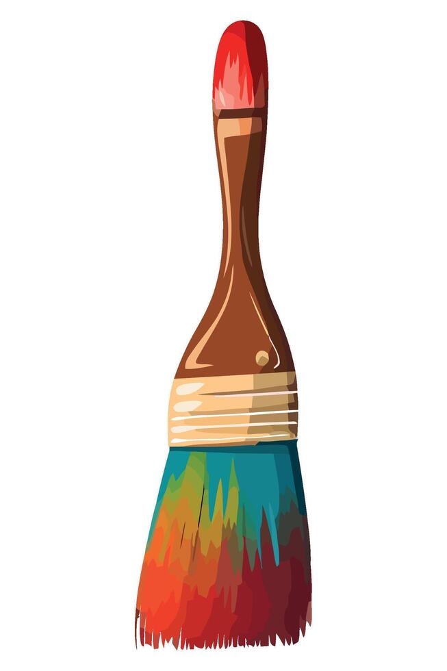 A paint brush with colorful paint on it vector