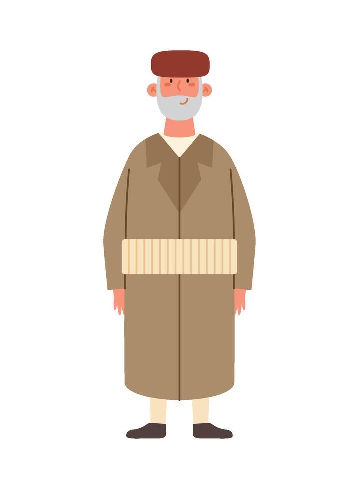 An illustration of an old man in a coat vector