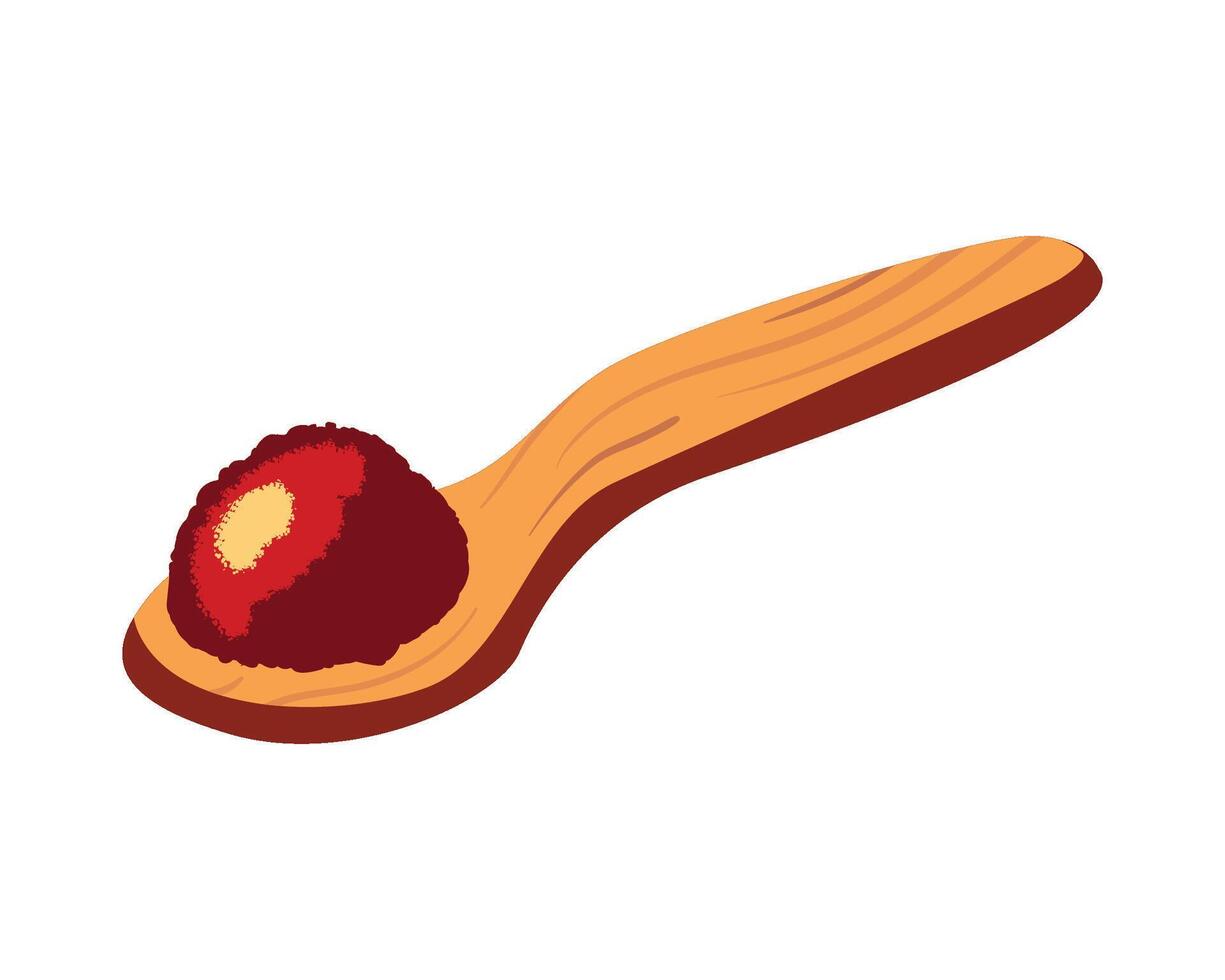 A wooden spoon with a red ball on it vector