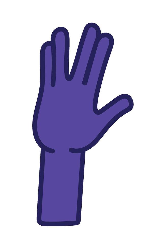 A purple hand with a raised finger vector