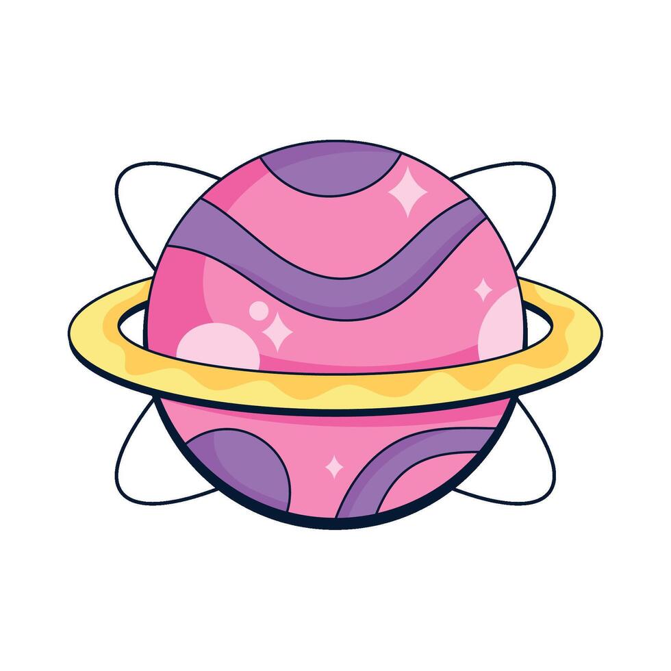 Cartoon saturn planet with a ring illustration vector