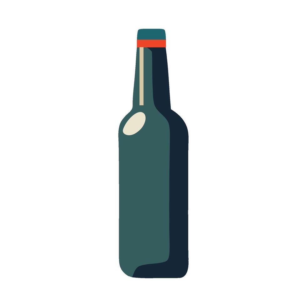 A beer bottle with a red cap on it vector