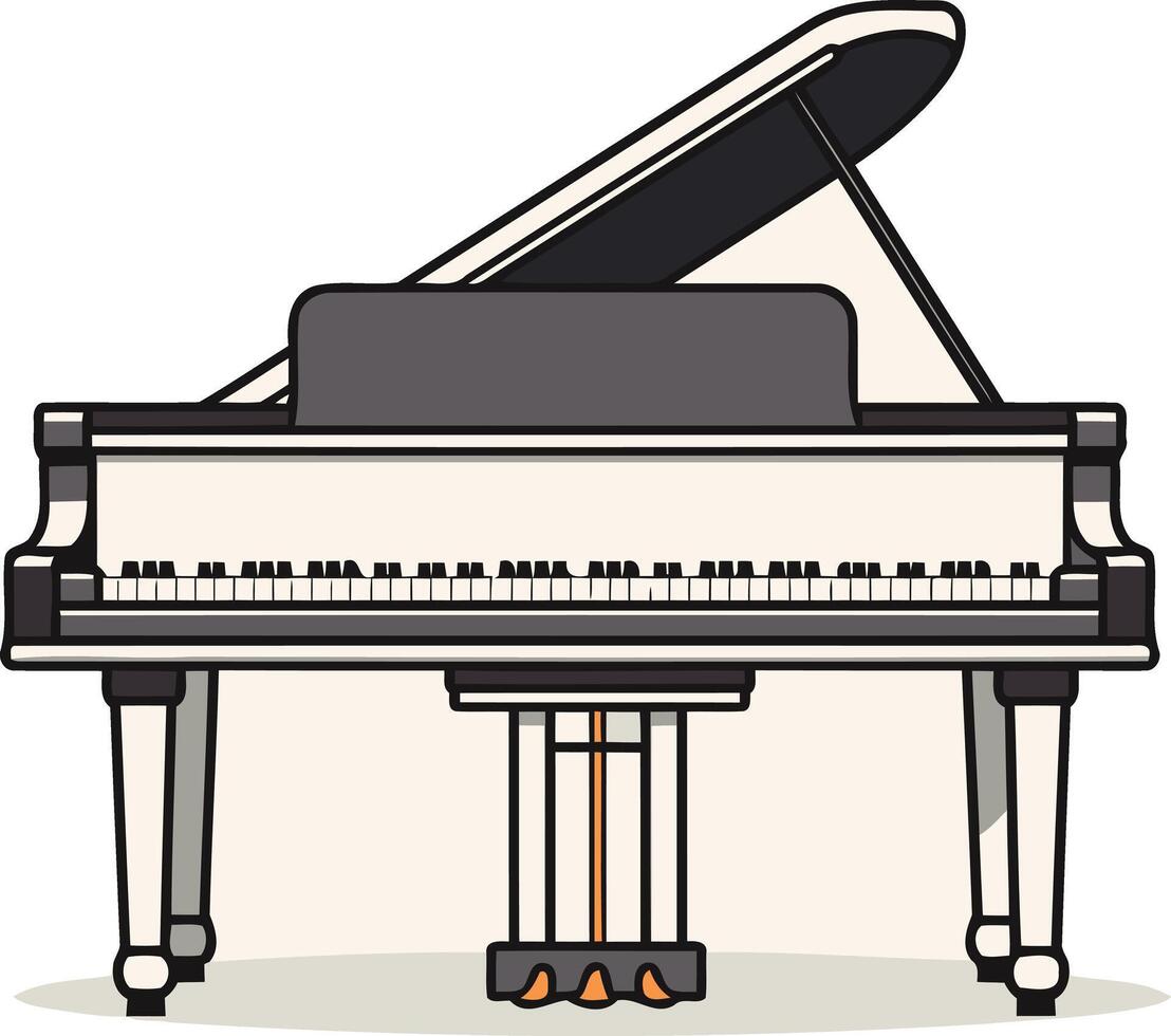 A simple, line art illustration of a grand piano, perfect for music related projects, educational materials, or design elements vector