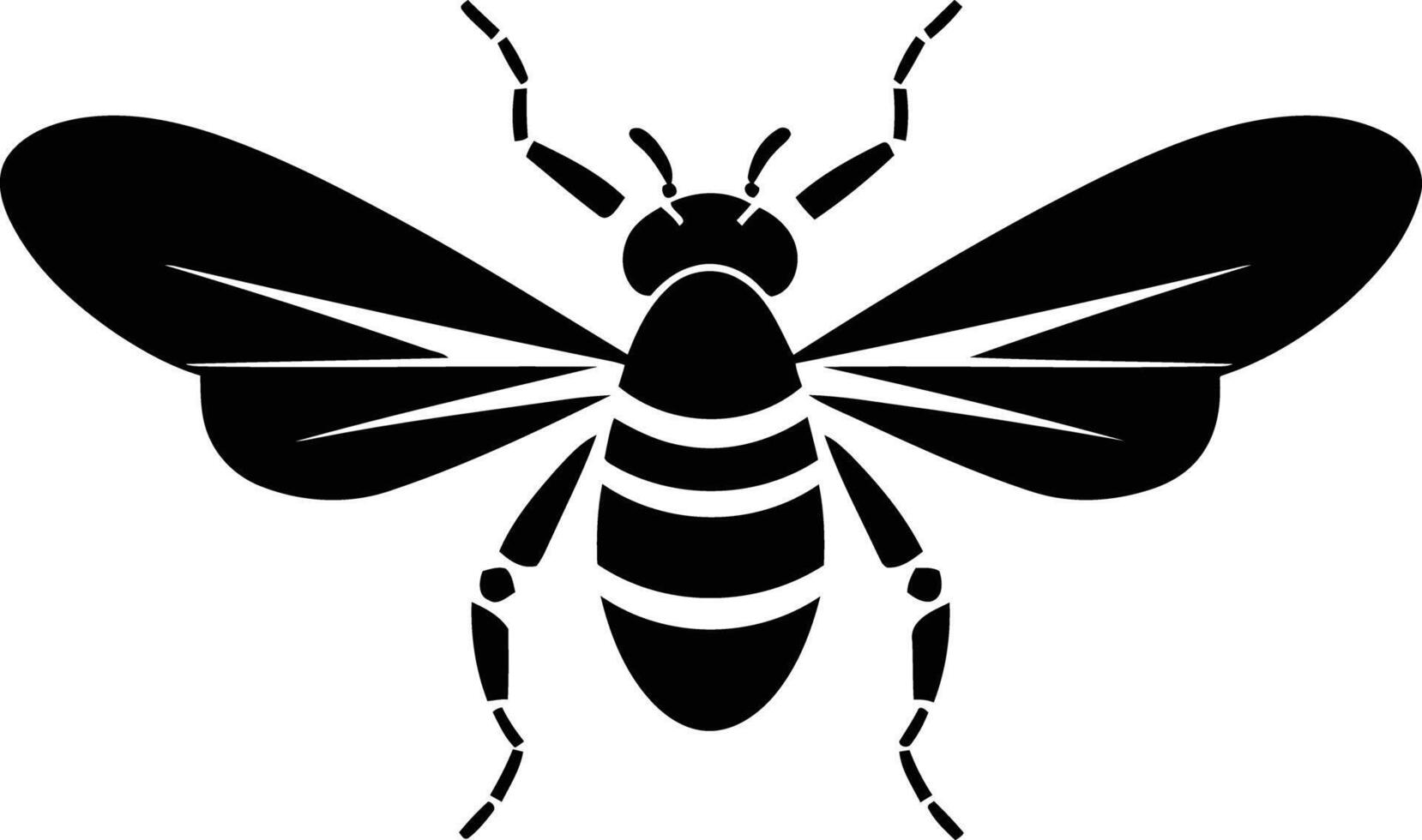 Simple black and white silhouette of a bee vector