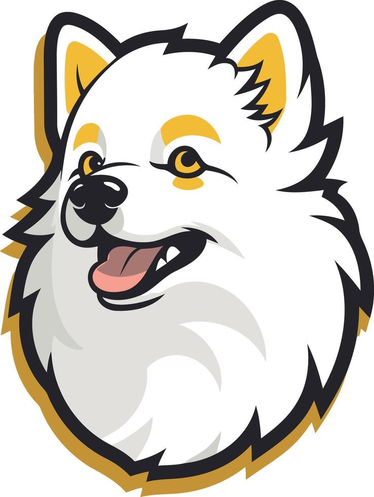 Cute and friendly cartoon illustration of a white dog, perfect for pet related businesses, social media, or branding vector