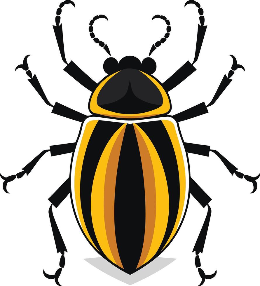 A cartoon beetle with black and yellow stripes, perfect for illustrating a children's story or designing a fun and quirky logo vector