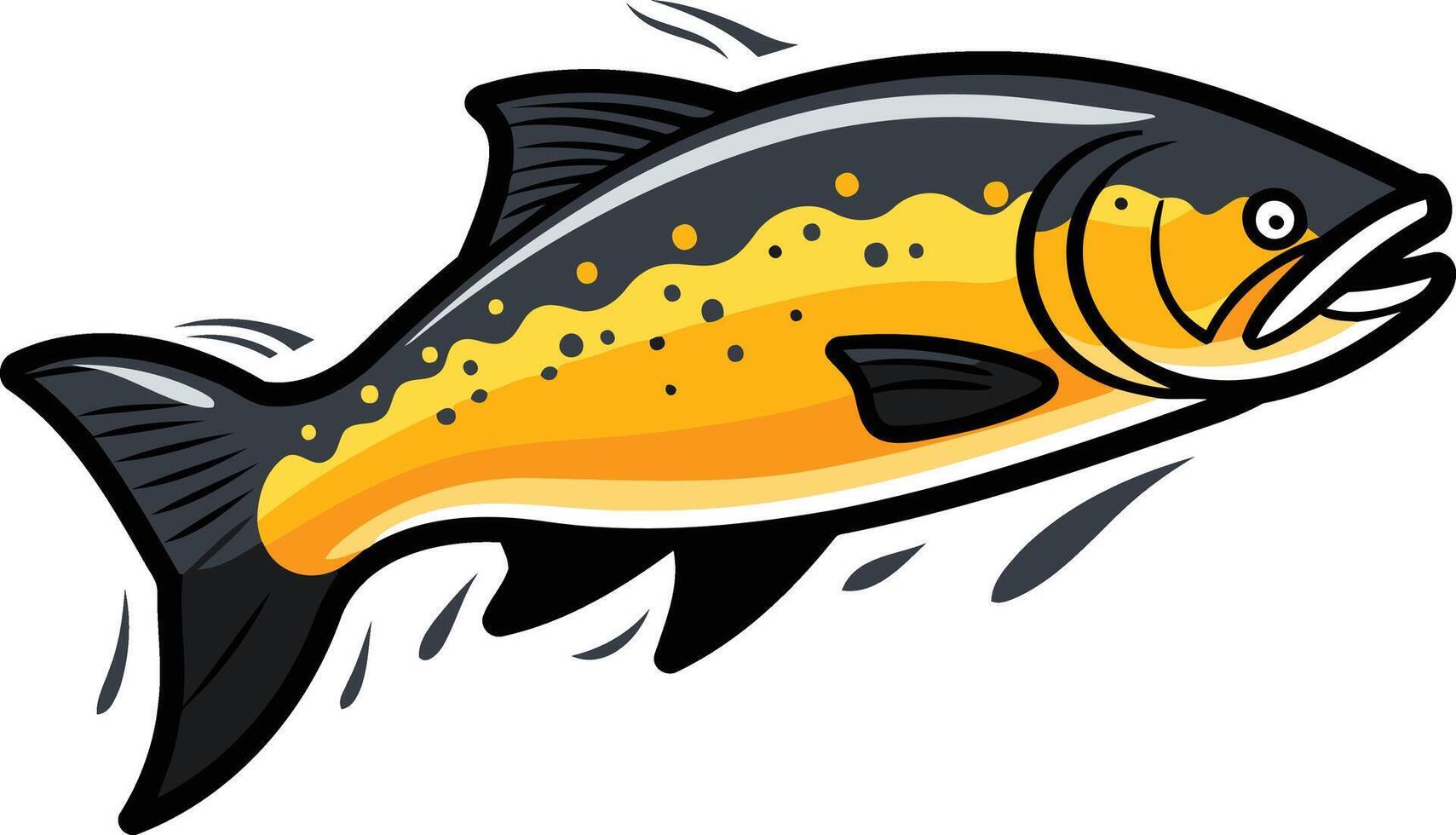 A cartoon illustration of a salmon leaping out of the water vector