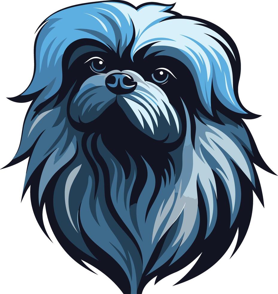 A stylized illustration of a pekingese dog with blue fur vector