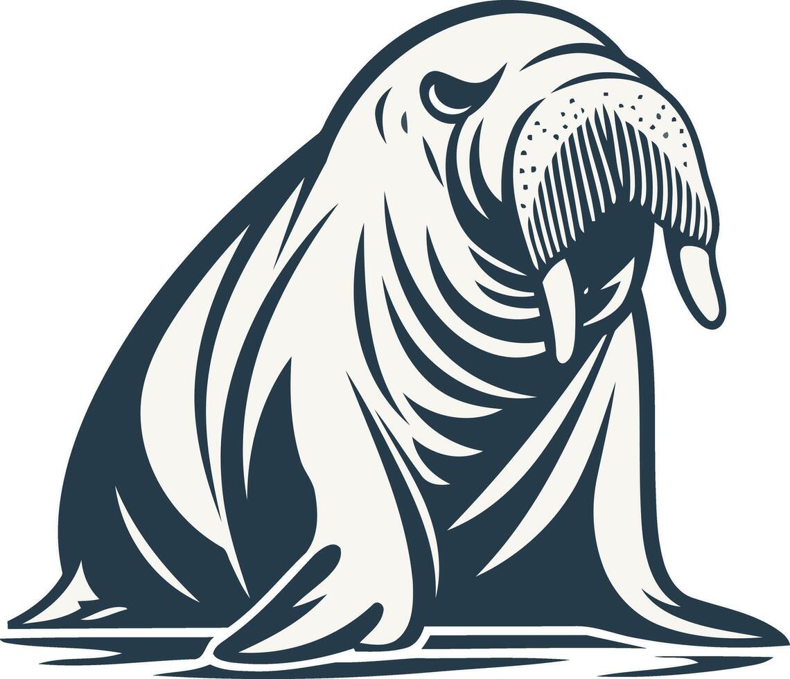 A vintage style illustration of a walrus, perfect for branding, logos, and designs with a nautical theme vector