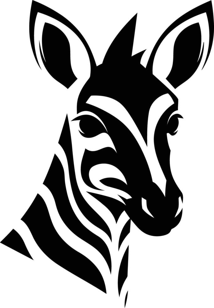 A striking black and white silhouette of a zebra head, perfect for logos, branding, or designs with a wild theme vector