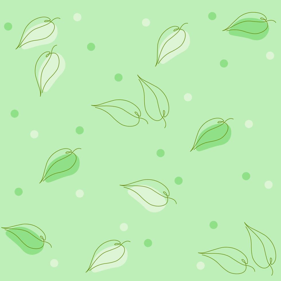 Leaves pattern. Spring leaves, nature motif print. One line stile vector