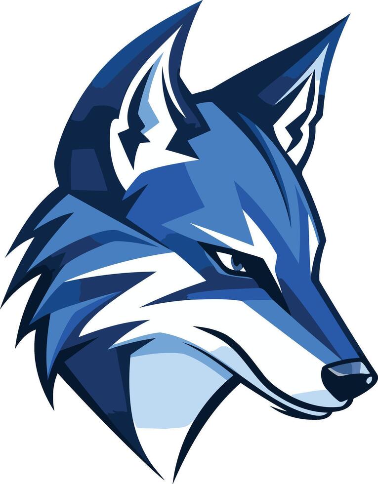 Powerful blue fox head logo design, perfect for sports teams, gaming clans, and businesses seeking a bold and fierce identity vector
