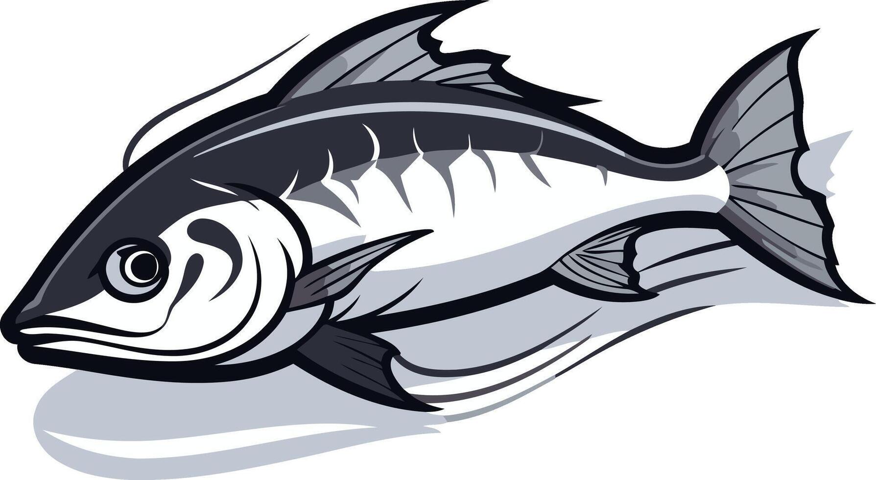 Black and White Illustration of a Fish vector