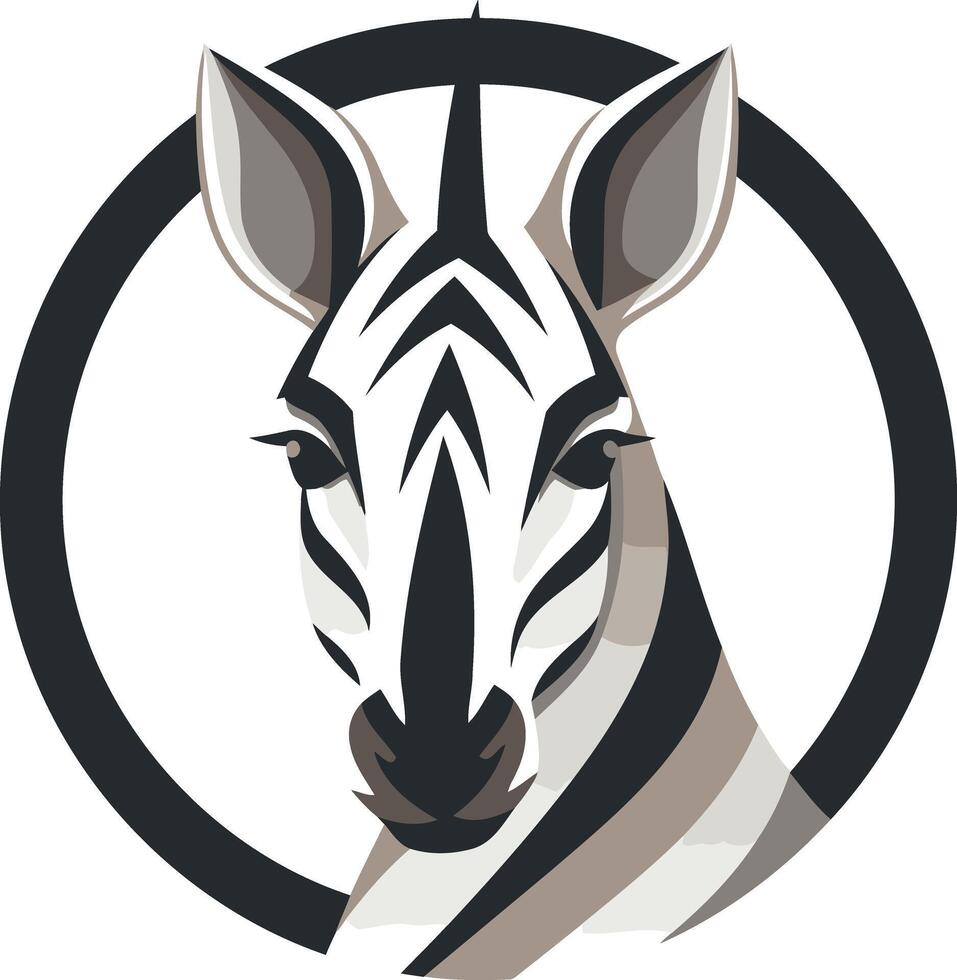 Striking zebra head logo design in a circular frame vector