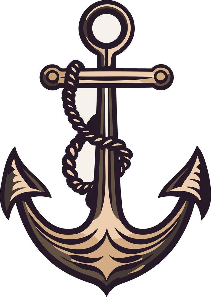 Vintage Anchor with Rope Illustration vector
