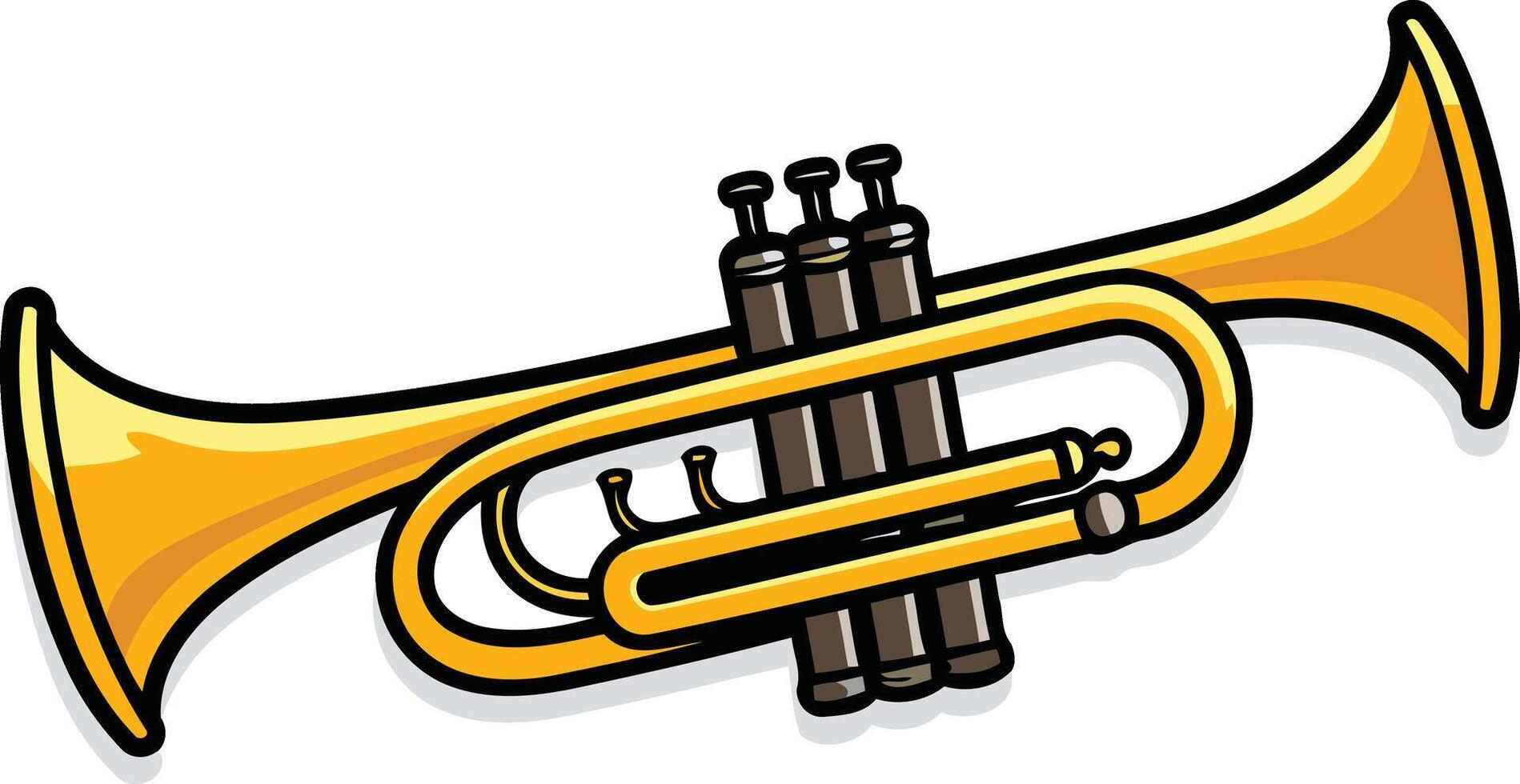 A bright yellow trumpet, perfect for musical websites, social media, or graphic design projects vector