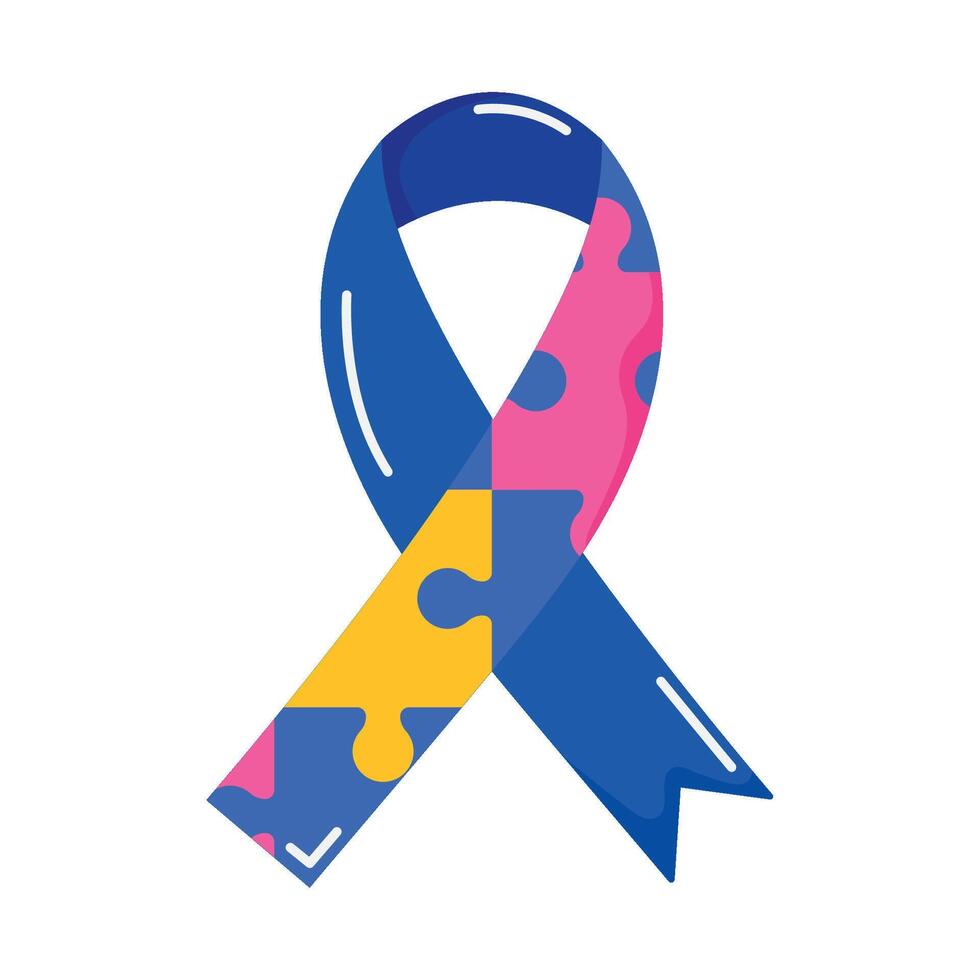 Autism awareness ribbon, puzzle piece, puzzle piece, puzzle piece, puzzle piece, puzzle piece vector