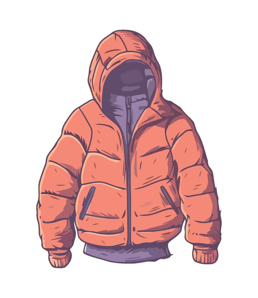 An orange jacket with hood on it vector