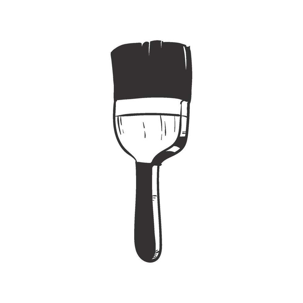 A black and white drawing of a paintbrush vector