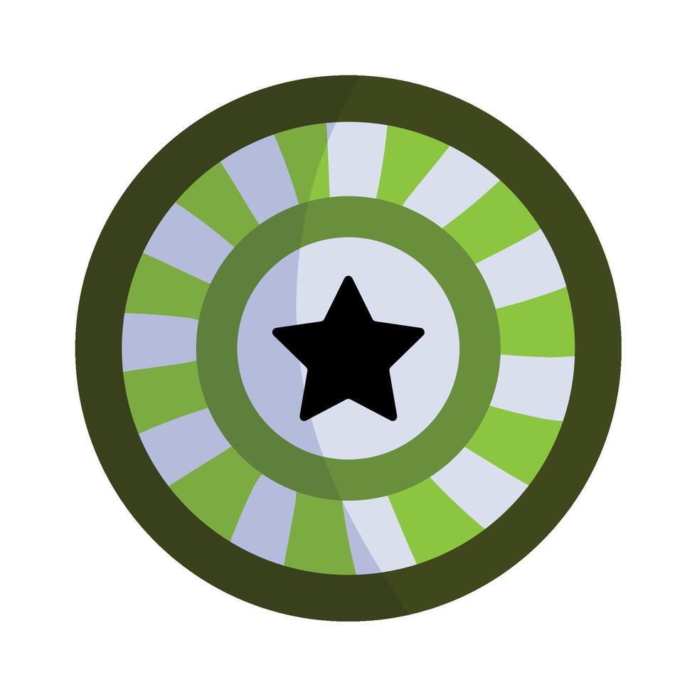 A green and white star with a black center vector