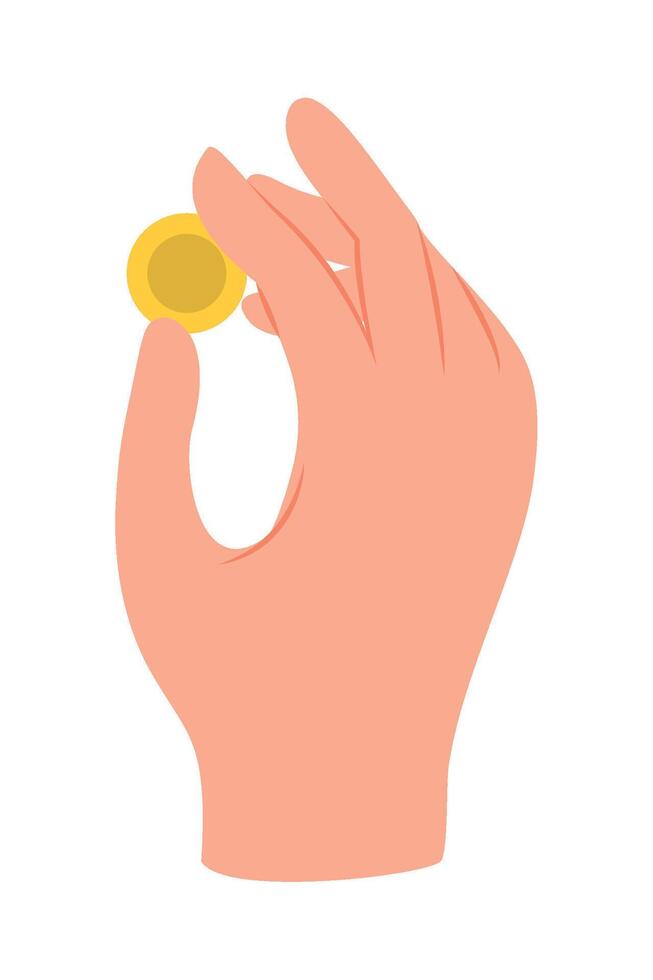 Hand holding a coin illustration vector
