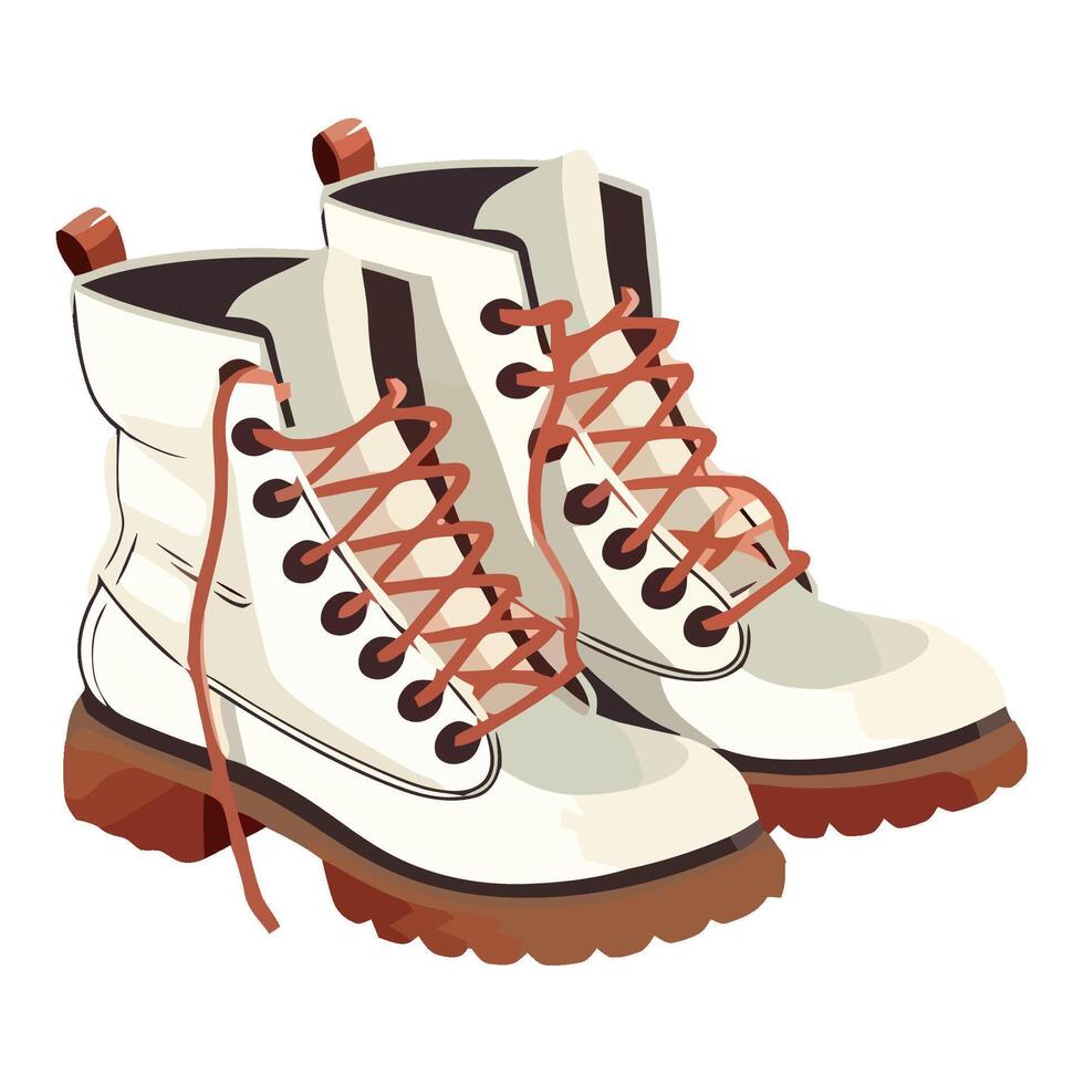 White boots with laces on a white background vector