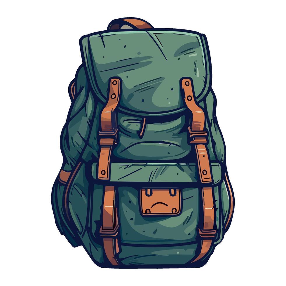 A green backpack with straps and straps vector