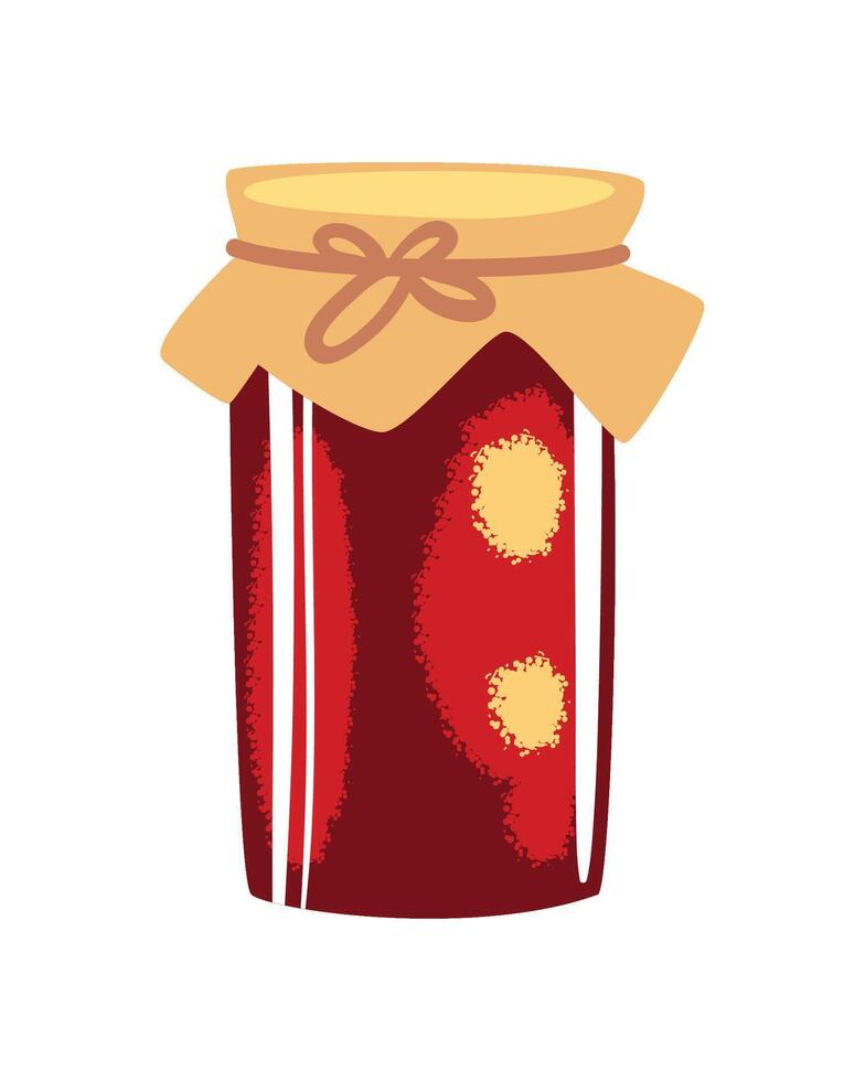Jar of jam with brown paper bag illustration vector