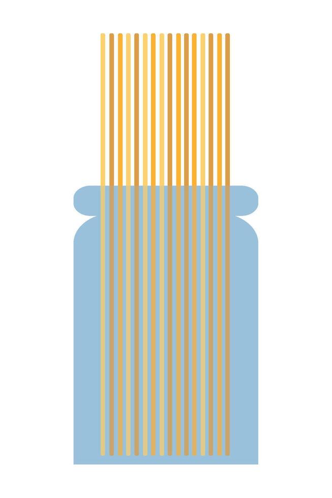 A jar with a long string of spaghetti vector