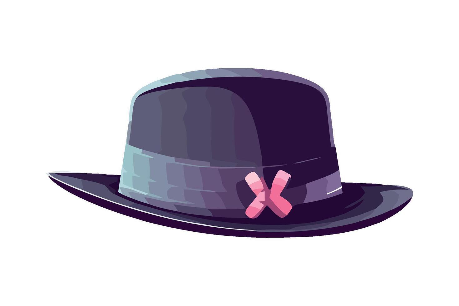 A black hat with pink ribbon on it vector