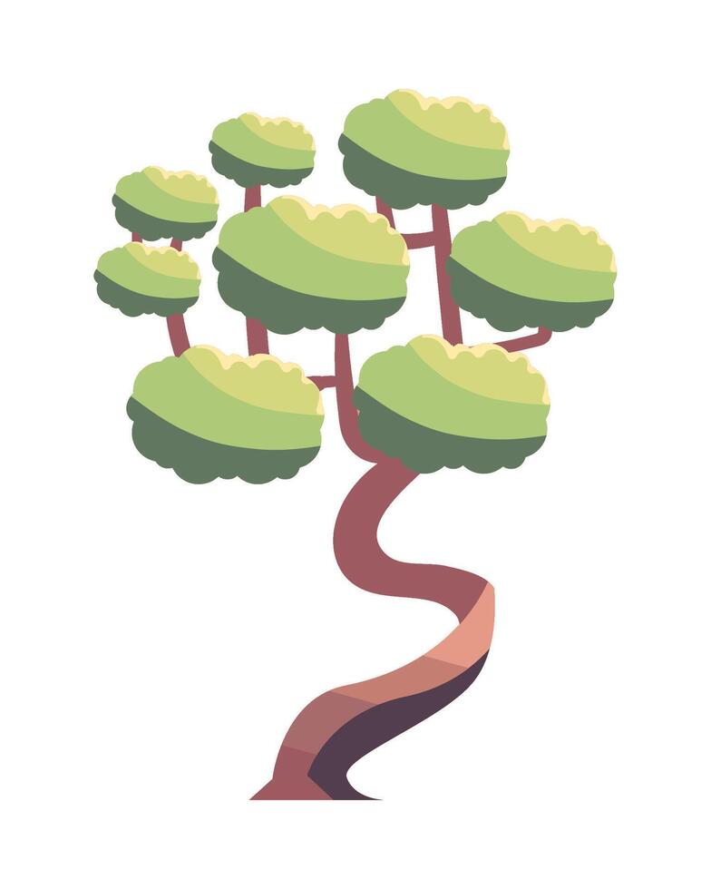 A bonsai tree with green leaves on a white background vector