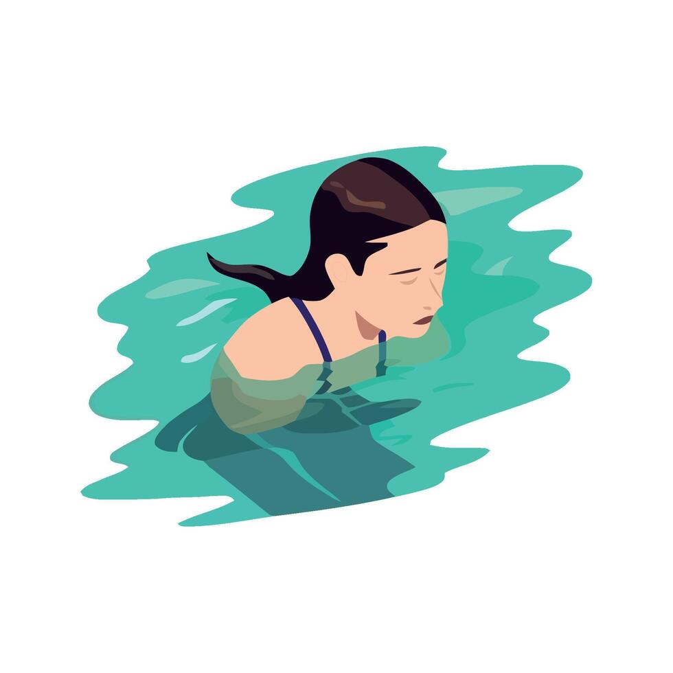 A woman swimming in the water vector