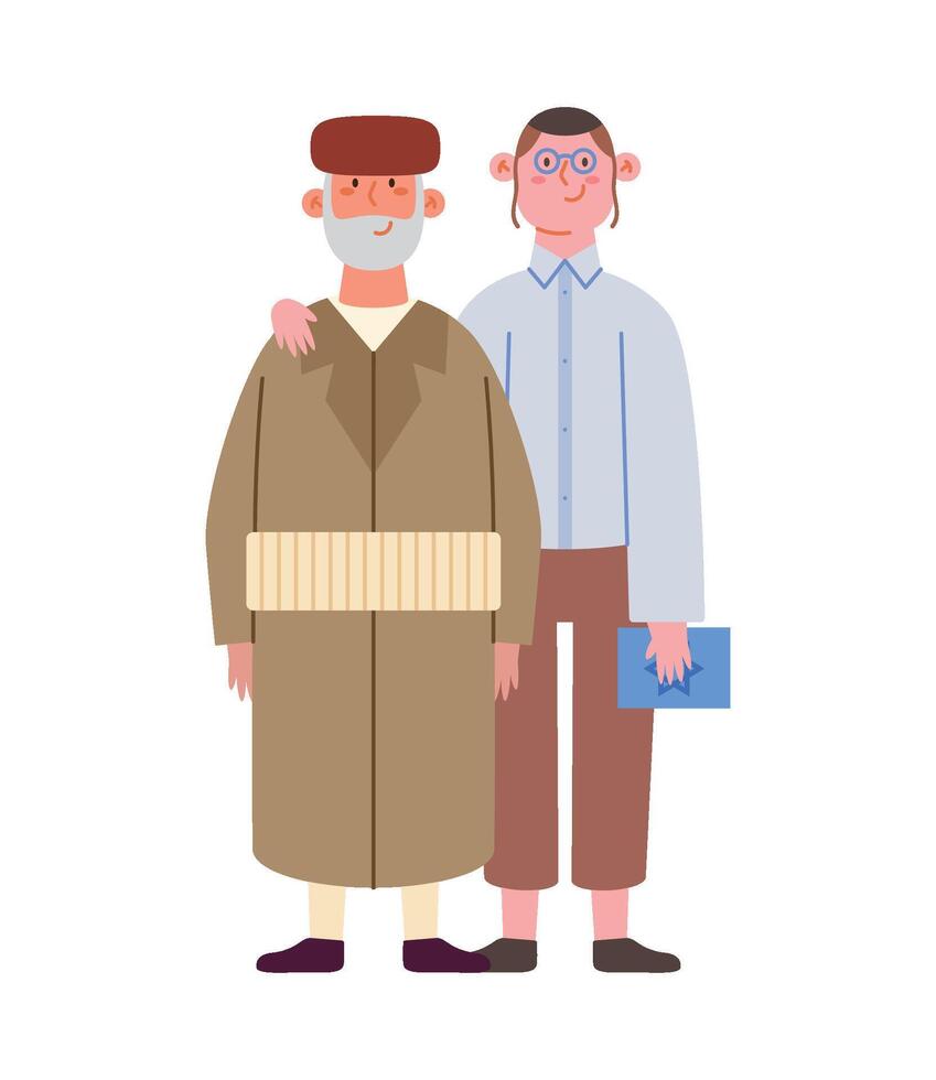 An illustration of two men standing together vector